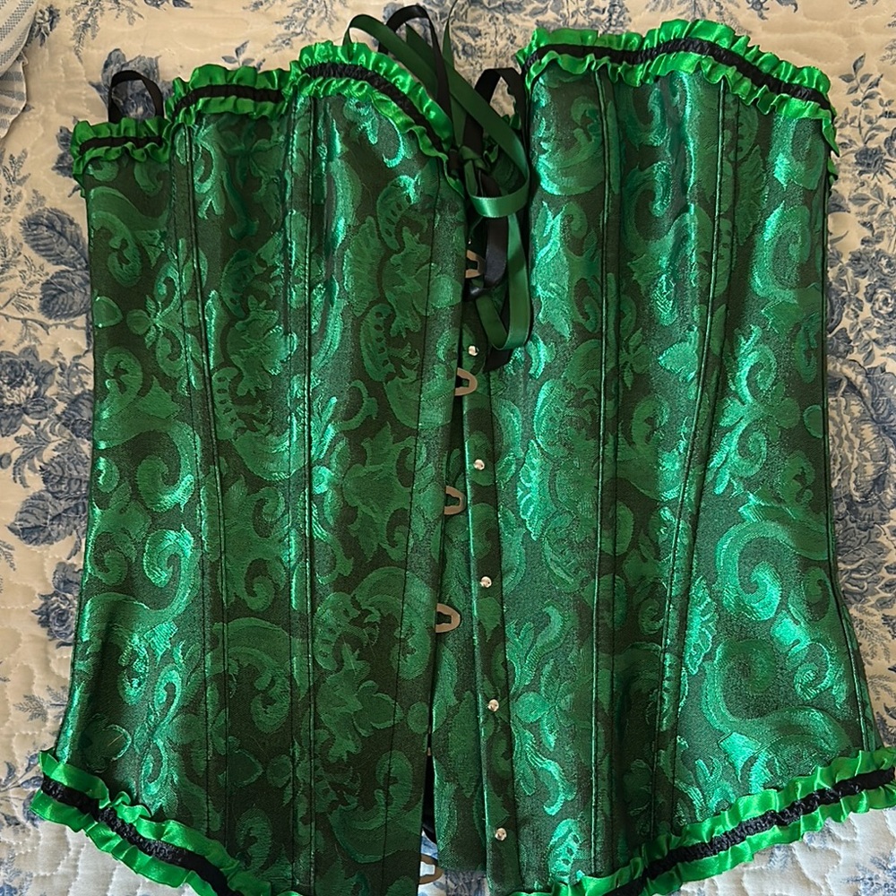 Green Brocade Corset